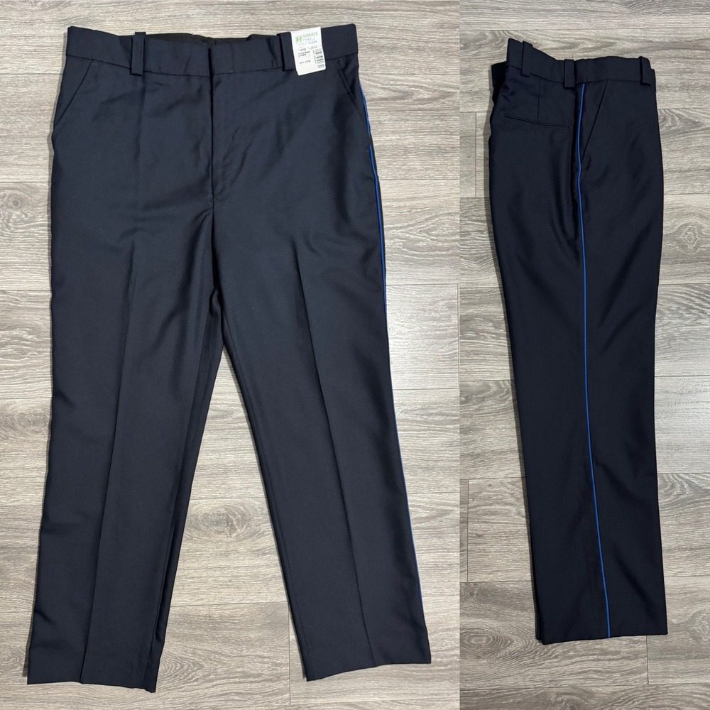Horace Small TA2295 Mens Navy Blue Royal Stripe Uniform Pants 40R Wool Blend NEW